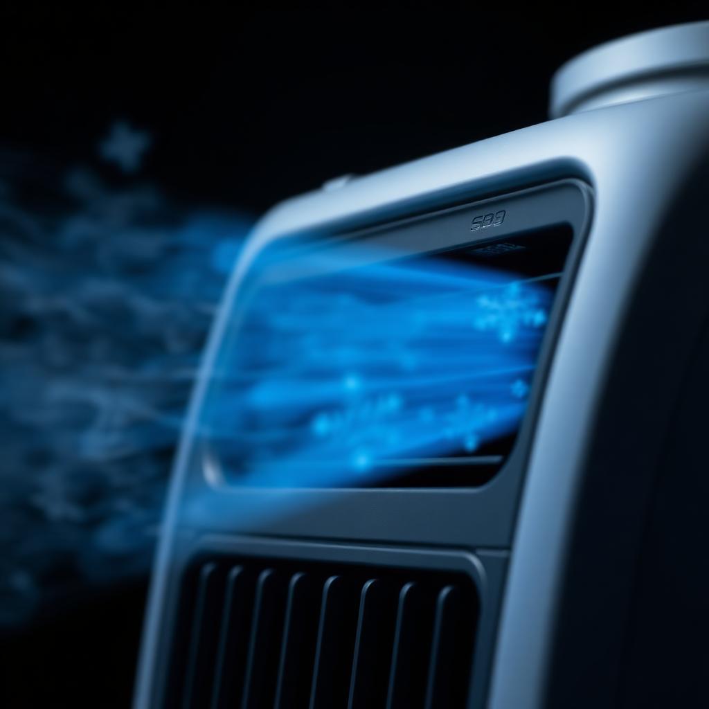 Gros plan du Savi Chill diffusant un souffle d'air frais bleuté
